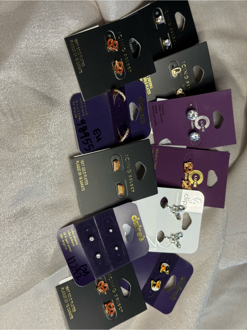 Claire's Gold Plated Multicolor Cat Face Stud Earrings lot